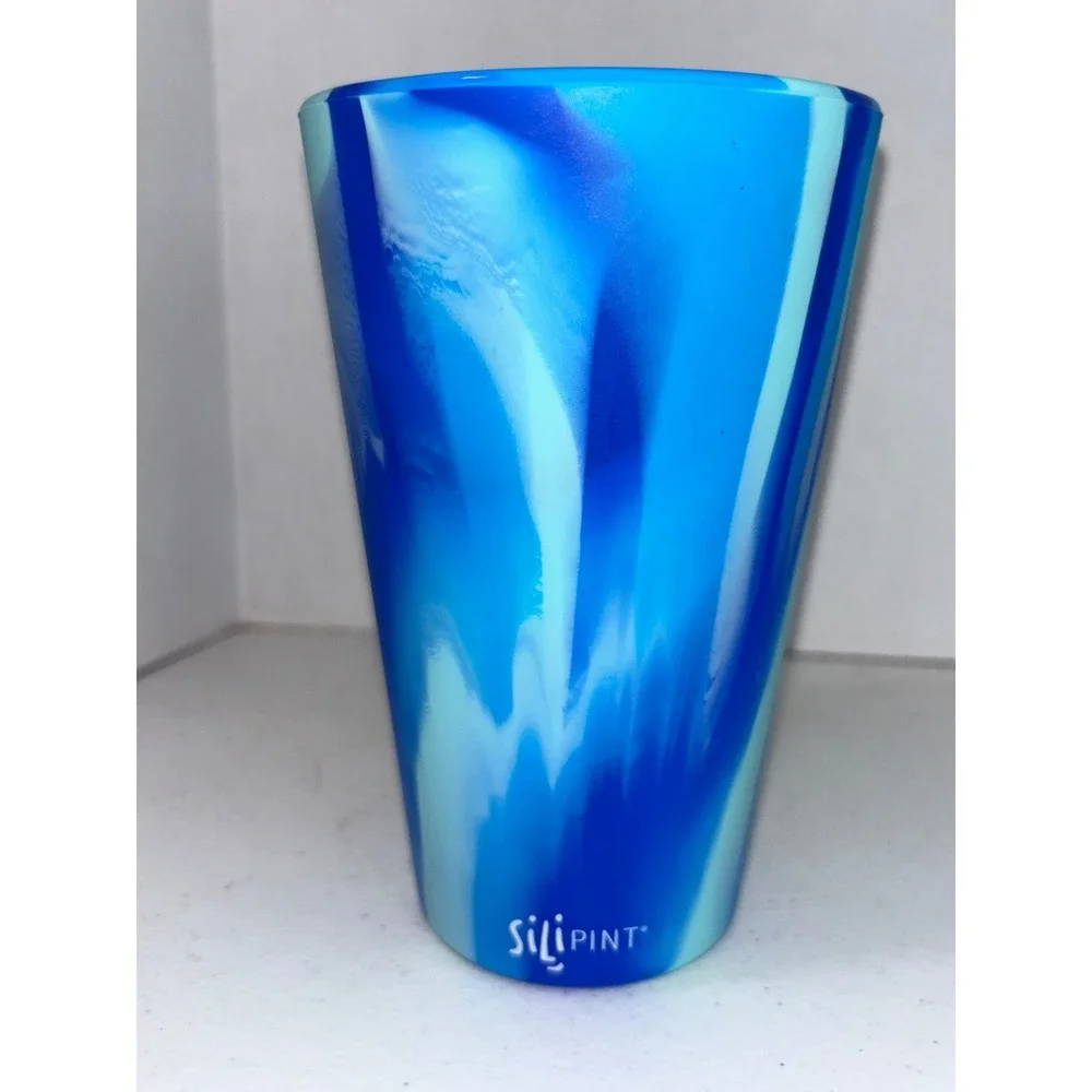 Devils Backbone Brewing Company Silipint Silicone Pint Glass Blue Swirl Marble